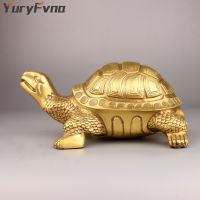 YuryFvna Brass Feng Shui Turtle Statue Money Wealth Luck Tortoise Figurine Home Desktop Office Decoration Gift