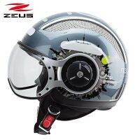 ZEUS หมวกกันน็อคครึ่งใบแบบวินเทจ,หมวกกันน็อคเปิดหน้าระบายอากาศได้รูปทรง Helm Motor Retro หมวกกันน็อคนักบินเจ้าชาย