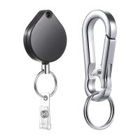 Small Heavy Duty Retractable Badge Holders Reel, ID Badge Holders with Belt Clip Key Ring for Name Card Keychain