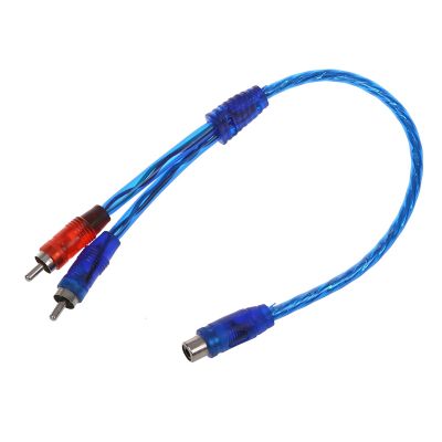 2 female to 2 pieces Male RCA Speaker Splitter Cable Adapter Blue 12
