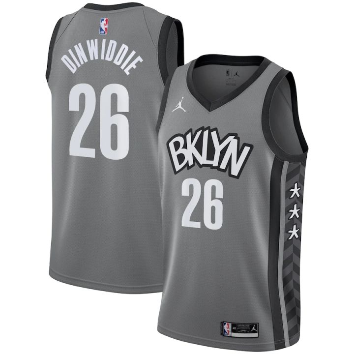 Original NBA Heat Pressed Men's Gray Brooklyn Nets #26 Spencer ...