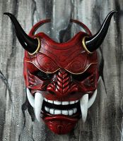 น้ำยางนุ่มฮาโลวีนญี่ปุ่น Hannya ปีศาจ Oni ซามูไร Noh Kabuki Prajna ปีศาจหน้ากากพรรคหน้ากากอุปกรณ์ประกอบฉาก (นุ่ม,ไม่ยากวัสดุ)