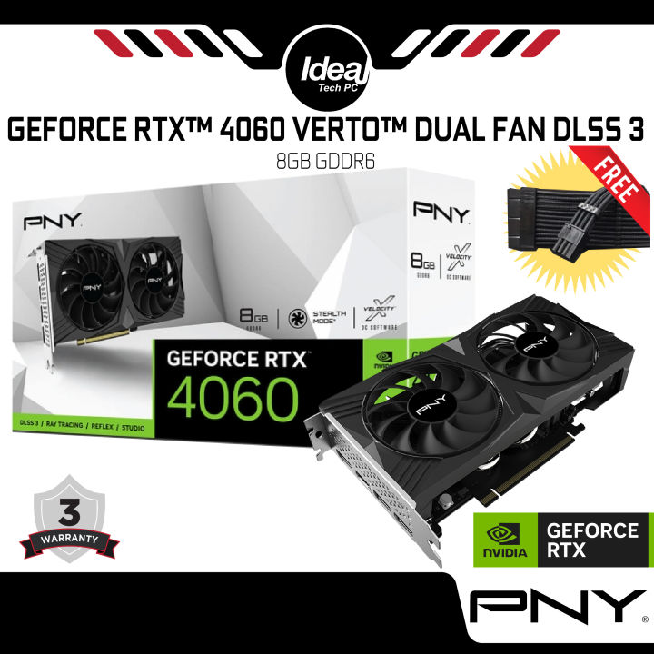 PNY GeForce RTX™ 4060 Ti 8GB VERTO Dual Fan Graphics Card DLSS 3 