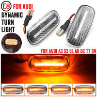 2X LED แบบไดนามิกด้านข้าง Marker ไฟเลี้ยวไฟแสดงสถานะโคมไฟ8n0 949 127a สำหรับ Audi A3 S3 00-03 A8 D2 99-02 TT 8N 00-06