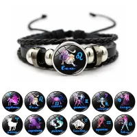 12 Zodiac Signs Constellation Charm Bracelet Men Women Fashion Multilayer Weave leather Bracelet &amp; Bangle Birthday Gifts-1