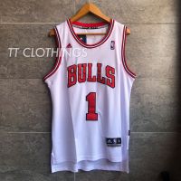 เสื้อคุณภาพสูง [MY Ready Stock] Derrick Rose 1 Chicago Bulls White NBA Basketball Jersey Singlet