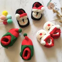 Xmas Toddler Shoes Adorable Non-Slip Soft Sole Extra-Thick Keep Warm Santa Claus Xmas Tree Baby Shoes Baby Supplies