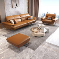 LUSSO โซฟาหนังแท้ Genuine Leather Sofa L Shape Light Luxury Modern Simplicity-R1108