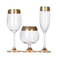 European-style glass brandy champagne glass tall wine glass crystal red wine glass dining table household water glass gold rim s Bar Wine Tools