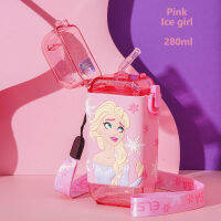 Cartoon Children Water Bottle 280ml with Rope Portable Square Kettle Sealed Leak-Proof BPA Free Tritan Baby Milk Cup