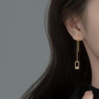 [COD] Ai Luoqi s925 silver 2019 new hollow square design ear wire with shell beads synthetic pearl earrings G3157