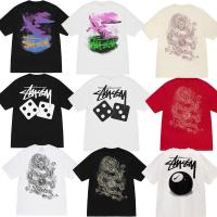 ♧✎ Stuˉssˉy Angel Stuˉssˉy 23 new short-sleeved T-shirt for men and women fallen angel print loose trendy brand T