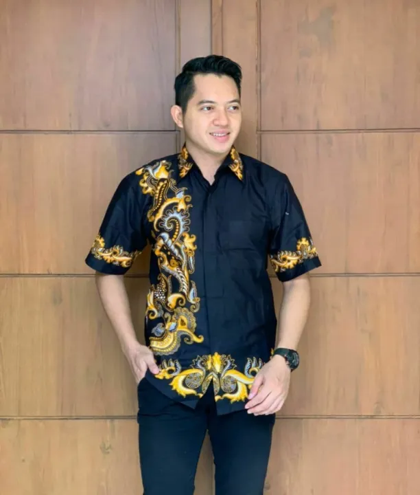 Baju batik pria dewasa model terbaru kemeja batik cwok modern hem batik