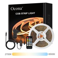 COB CCT LED Strip Light Kit DC 12V 24V Dual Color Tape Lights Bar Ribbon 2700 6500K with Remote Control Flexible Dimmable Tunabl