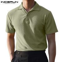 CODAndrew Hearst INCERUN Men 3Colors Simple Style Cotton Casual Short Sleeves Turn-down Collar Polo Shirts