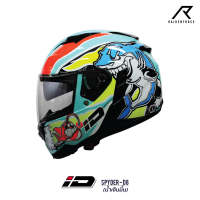 หมวกกันน็อค ID HELMET SPYDER D8 น้ำเงิน-มินท์