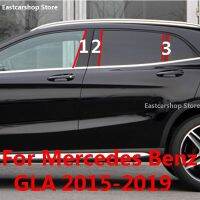 เสากลางสำหรับรถ Mercedes Benz GLA 2019 2018 2017 2016 2015 B C เสากลางเสาหน้าต่างพีซีสติกเกอร์ตกแต่งสีดำมันวาว