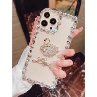 เคสโทรศัพท์มือถือ แบบใส ลายหงส์ ประดับเพชรเทียม สําหรับ I-phone13 12 11 Pro Max 13 12 11 13 12 11 11Pro Xs Max Xs Xr 7 8 Plus