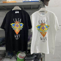 23SS ใหม่ CAS Casablanca เสื้อยืดผู้ชายผู้หญิงยอดประเดิมถ้วยทองดอกไม้พิมพ์เสื้อยืด