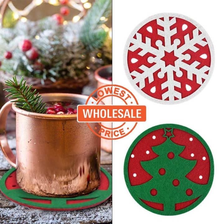 Wholesale Price] 1pc Christmas Cup Mat Hot Drink Coasters Dinner ...
