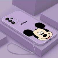 ฝาครอบเคสนิ่มการ์ตูน Mickey Mouse ซิลิคอนเหลวแมทมีโครงสี่เหลี่ยมจัตุรัสสำหรับ S21 S23FE แมท FE สำหรับ Samsung Galaxy