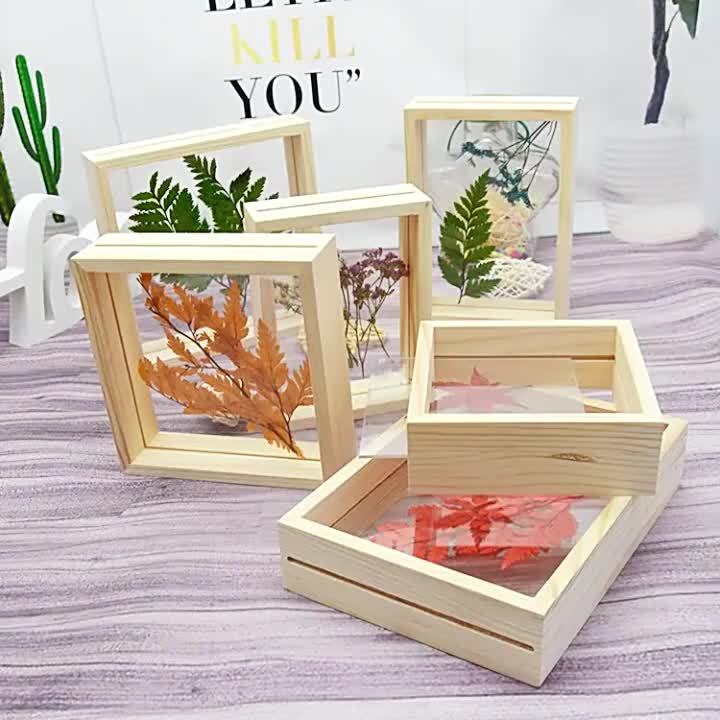 DIY Specimens Frames Pictures Wood Double Sided Glass Flower Leaves ...