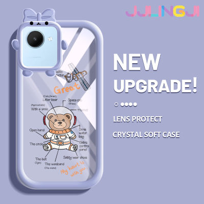 Jjlingji เคสสำหรับ Realme C30 C30s Narzo 50i Prime Case เคสการ์ตูนน่ารัก Nasa Astronaut Bear Motif เคสกันกระแทกซิลิโคนนิ่มหนาทนต่อการตกหล่นและเคสโทรศัพท์แบบใสทนต่อการสึกหรอ