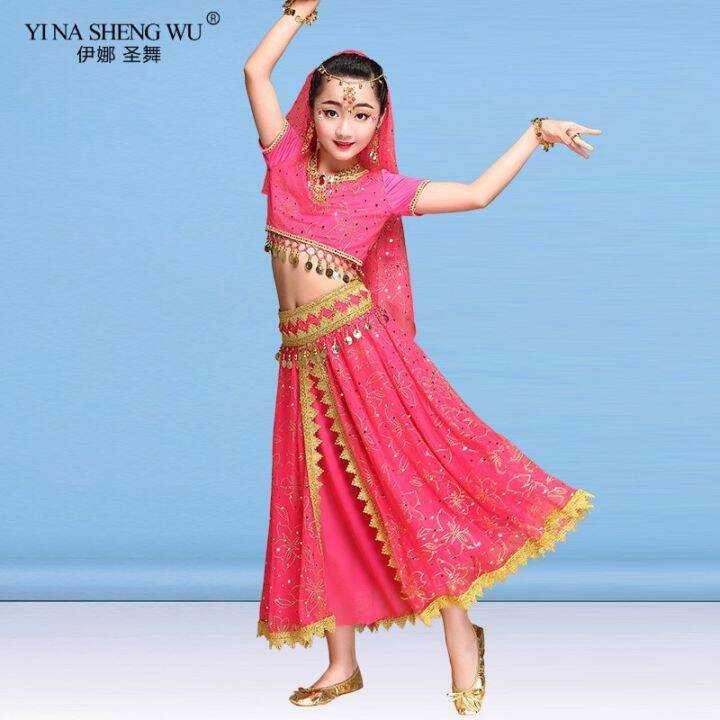 Belly Dance 3 Colors 2/3/5/7/8Pcs Set Sari Dancewear Children Belly