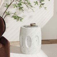 โต๊ะข้างเตียง คอนกรีต วัสดุ  Concrete Art Side Table Lightweight: Modern Accent Table 34x46cm Off-white Round Sofa End Sides Tables Sitting Chair Bedside Table for Living Room Indoors Outdoors Patios