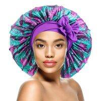 Elastic Band Large Satin Bonnet Sleeping Cap Women African Pattern Ankara Print Hat Adjustable Night Sleep Cap Soft Headcover Towels