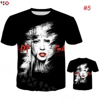 HX เลดีกากา นักร้อง Lady Gaga 3D พิมพ์แฟชั่นเสื้อยืดเสื้อเชิ้ตลายฤดูร้อนบนเสื้อยืด แขนสั้น