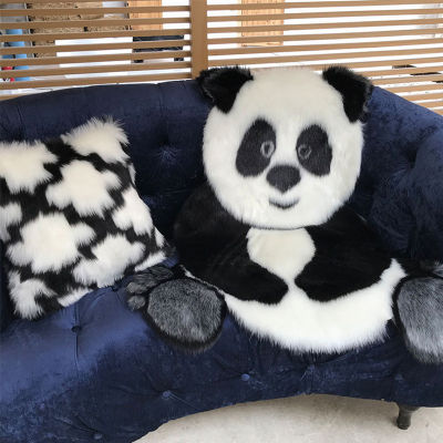 Panda Pattern Shaggy Carpet Imitation Leather Fur Rug Animal Shape Area Rug Carpets For Living Room Mat Tapete Kids Room Decor