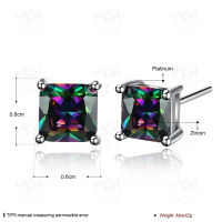 DOTEFFIL 925 Sterling Silver Color AAA Zircon Square Earrings Charm Women Fashion Jewelry Wedding Party Gift