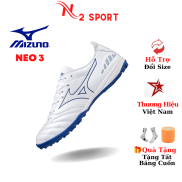 Giày đá bóng nam Mizuno Neo 3 màu trắng đế xanh lót chống sốc êm mềm  Tặng