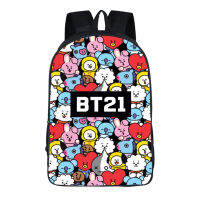 [ในสต็อก] BT21 16นิ้วกระเป๋าเป้สะพายหลังชั้นเดียวสำหรับวัยรุ่นชายหญิงน่ารักความจุขนาดใหญ่โพลีเอสเตอร์กระเป๋าคอมพิวเตอร์กระเป๋าเป้สะพายหลังวัยรุ่น8-18Y ความสูงของ145เซนติเมตรข้างต้น