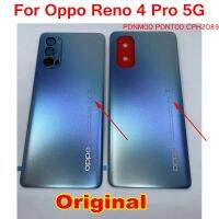 เคสฝาหลังแบตเตอรี่ใหม่สำหรับ Reno 4 Pro 5G ฝาเคสด้านหลังโทรศัพท์มือถือ + เลนส์กระจกที่จับกล้องรูปตัวยู + กาว