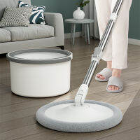 ไม้ม๊อบถูพื้น ไม้ถูพื้น 2 IN 1 Spin Mop ไม้ม๊อบถูพื้น แบบถังเดี่ยว พร้อมผ้าม็อบ 2 ผืน ทำงานด้วยมือเดียวเพื่อสุขอนามัยที่ง่าย มือสะอาดไม่เลอะ