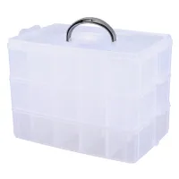 Storage Box with Carrying Handle "Storage Box with 17 Compartments 23.1 x 15.6 x 18.5cm" Transparent