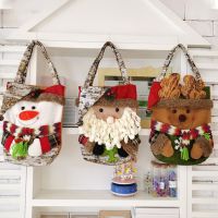 28*23cm Plush Christmas Gift Bag Christmas Gift Candy Bag Santa Handbag Decoration Christmas Stocking Socks Tights