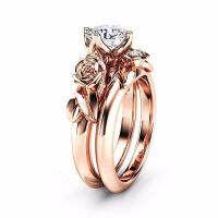 ดอกไม้ Cincin Rose Gold แหวนคู่เพชรเด็กผู้หญิงแหวนหมั้นผู้หญิง