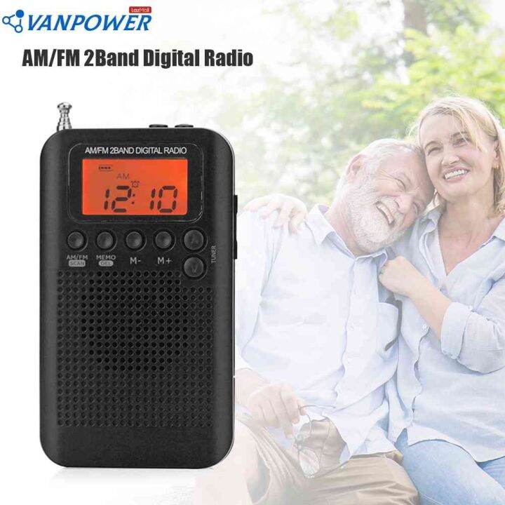 HRD104 Portable Mini Radio Stereo Antenna MP3 Music Player LCD Display