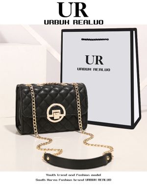 ☈♗┋ UR womens bag 2023 new trendy fashion shoulder Messenger bag all-match chain ladies textured small square bag underarm bag