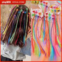 PING3693 สีสันสดใส ที่ต่อผม อุปกรณ์เสริมผม น่ารักน่ารักๆ เปียที่มีสีสัน เครื่องประดับศีรษะเด็ก คลิปจับยึด ผมหางม้าถักสายรุ้ง เด็กเด็กผู้หญิงเด็ก