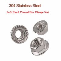 M5-M12 Left Hand Thread Hex Serrated Flange Nut 304 Stainless Steel Reverse Thread Hexagon Serrated Spinlock Flange Nuts