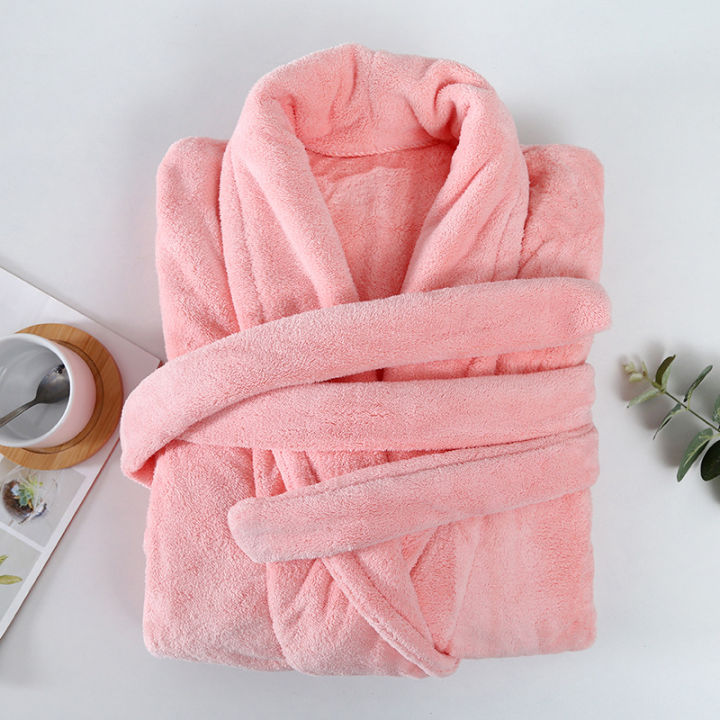 ชุดราตรีคู่แบบที่ดูดซับแบบนุ่มหนา-nmckdl-สำหรับฤดูหนาวและเสื้อคลุมอาบน้ำผ้ากำมะหยี่สีเนื้อเสื้อคลุมอาบน้ำโรงแรม
