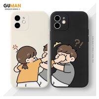 [ส่งของ]GUMAN เคสคู่ เคสไอโฟน คู่รัก ขอบเหลี่ยมกันกระแทกซิลิโคนนุ่มการ์ตูนน่ารักตลก เคสศัพท์ Compatible for 14 13 12 11 Pro Max SE 2023 X XR XS 8 7 6 6S Plus พลัส XYM722