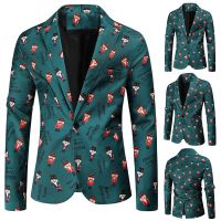 ZZOOI Mens Blazer For Christmas Holiday Regular Coat Fashion Breathable Casual Jacket Long Sleeve 3D Print Cartoon Print Rainbow