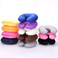 Travel Office Headrest U-shaped Inflatable Short Plush Cover + PVC Inflatable Pillow Pillow Support Cushion Neck Pillow 9 Colors