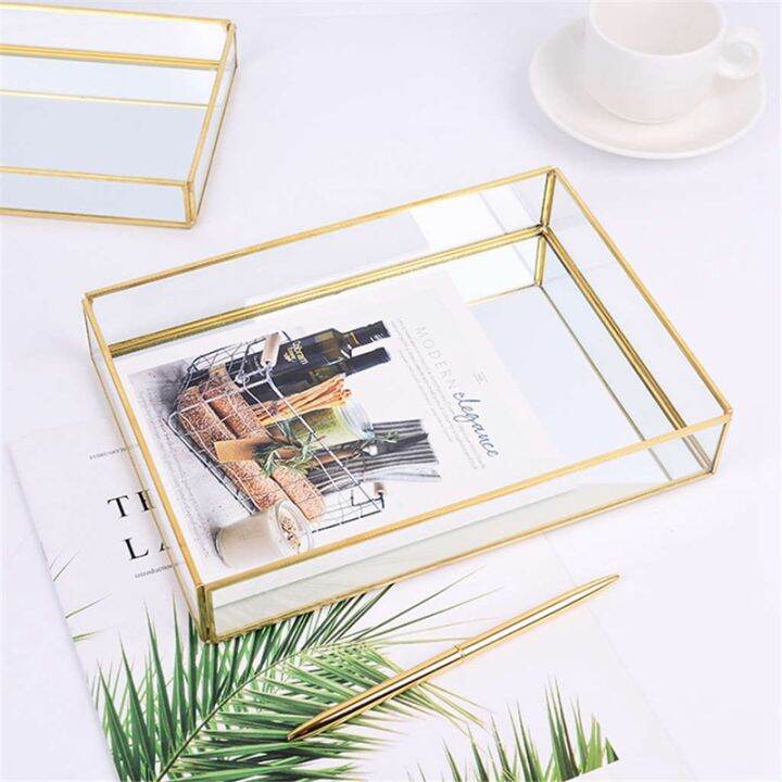 2-pcs-nordic-retro-storage-tray-gold-rectangle-glass-makeup-organizer-tray-dessert-plate-jewelry-display-home-kitchen-decor-s-amp-m