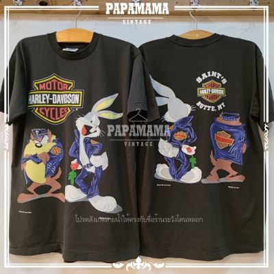 Harley davidson x Taz mania looneytunes   เสื้อวินเทจ เสื้อการ์ตูน papamama vintage shirtS-5XL